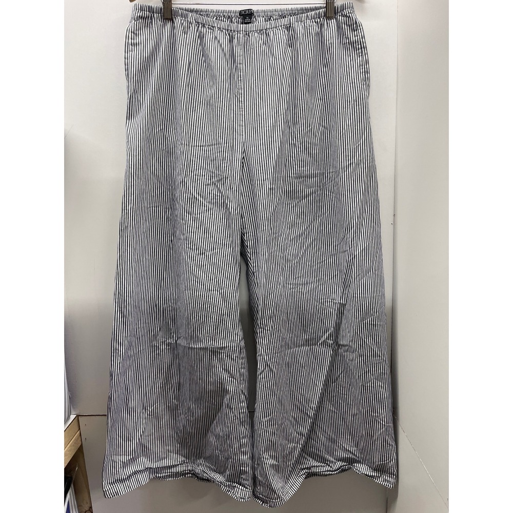 J.Crew Wide Leg Striped Pants XL Navy White Elastic Waist Coastal Preppy Relaxed